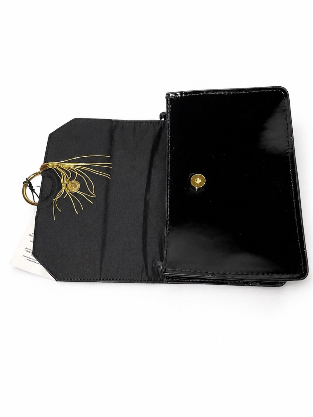 Jimmy Choo Black Patent Leather clutch Bag with Gold Tassel Ring - Picture 2 of 3